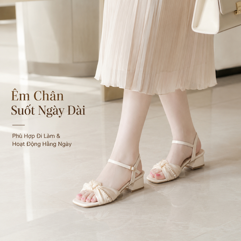 IKUNKA Dép sandal nữ cao gót 4 phân, giày nữ gót vuông quai hậu dễ phối đồ