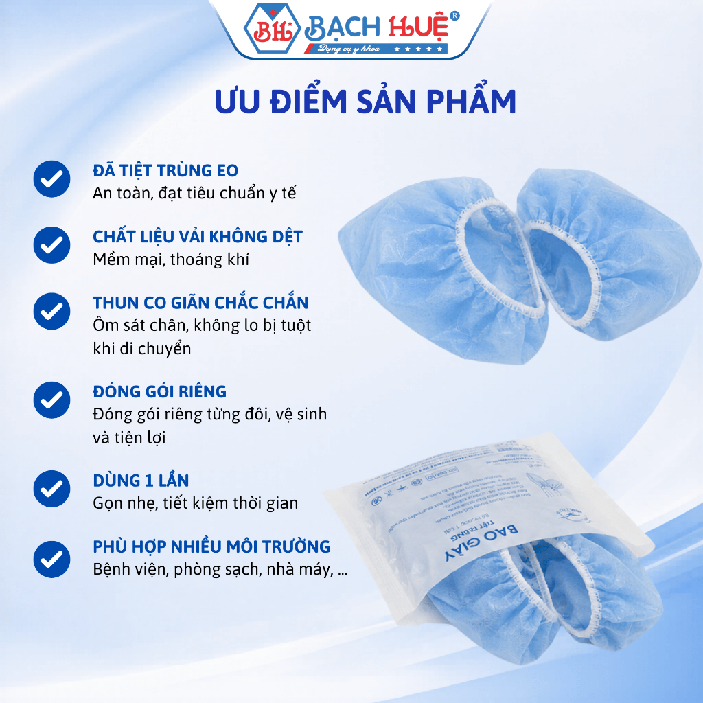 Combo 50 Đôi Bao Giày Phòng Sạch Tiệt Trùng Medipro Dùng 1 Lần – bao bọc giày dép y tế vô trùng