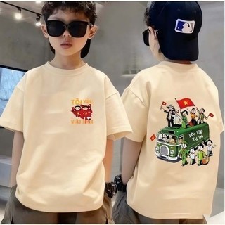 Áo cờ đỏ sao vàng Việt Nam, áo thun yêu nước cho bé và gia đình bản đặc biệt áo đen cotton premium