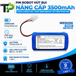 (DUNG LƯỢNG 3500 MAH ) PIN ROBOT HÚT BỤI MEDION MD18318 NÂNG CẤP CHÍNH HÃNG LG ( BẢO HÀNH 9 THÁNG)