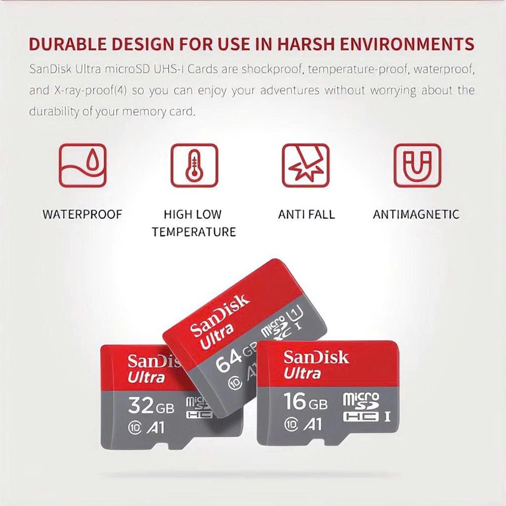 Thẻ Nhớ 128GB SanDisk Ultra MicroSDXC 140MB/s Cho Camera Wifi Hành Trình 70mai Điện Thoại Ghi Hình Siêu Nét Chính Hãng