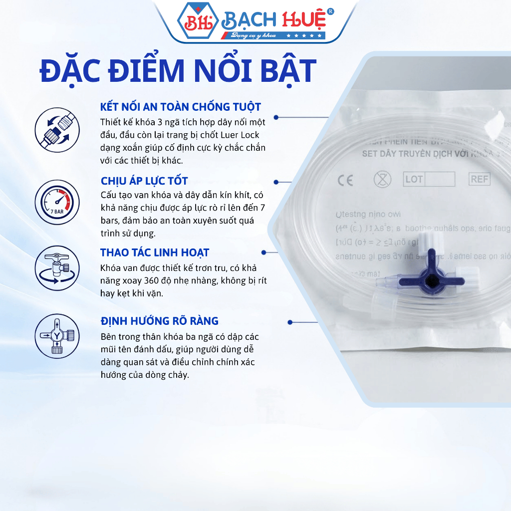 Combo 50 Khóa 3 Chia (3 Chạc) Có Dây 25cm – Khóa Ba Ngã Truyền Dịch Y Tế Vô Trùng Cao Cấp