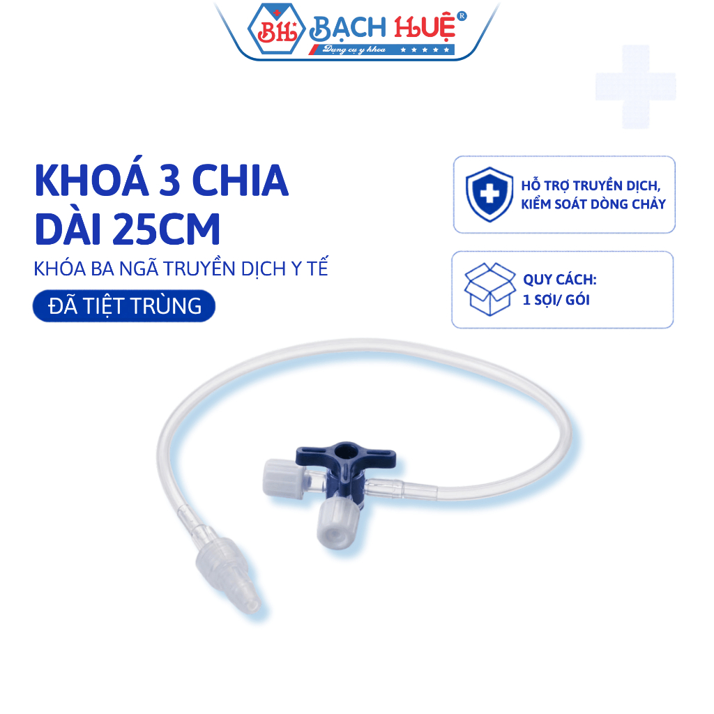 Combo 50 Khóa 3 Chia (3 Chạc) Có Dây 25cm – Khóa Ba Ngã Truyền Dịch Y Tế Vô Trùng Cao Cấp