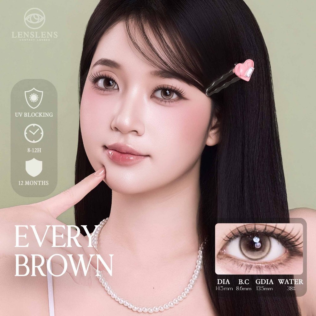 Lens Mắt Kính Áp Tròng Nâu Sữa Nhạt Viền Tan Every Brown 14.5mm – Lens 6 Tháng _ T5-E2