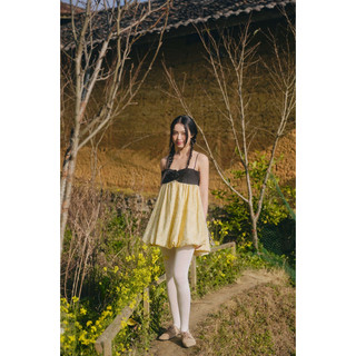 Váy nơ OLV 2 dây dáng bí Cream Dot Bowey Mini Dress phù hợp đi chơi đi biển