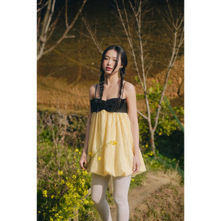 Váy nơ OLV 2 dây dáng bí Cream Dot Bowey Mini Dress phù hợp đi chơi đi biển