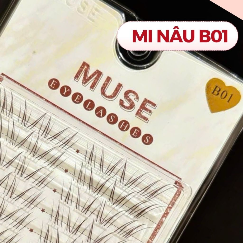 LeeVelvetLashes mi muse nâu B01, mi giả cao cấp nâu tây,Sợi mi mảnh, mềm – tạo hiệu ứng như mi thật