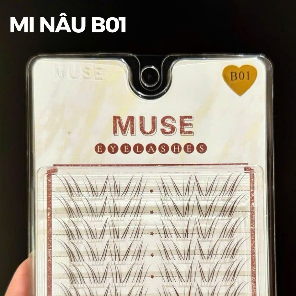 LeeVelvetLashes mi muse nâu B01, mi giả cao cấp nâu tây,Sợi mi mảnh, mềm – tạo hiệu ứng như mi thật