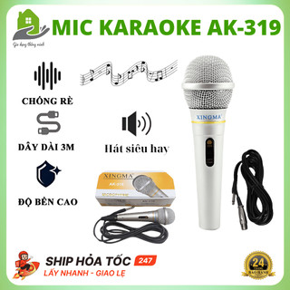 Micro Karaoke Có Dây Ak-319 XINGMA Chống Hú, Có Màng Lọc Tạp Âm, Dây Dài 3 Mét, Bảo Hành 12 Tháng