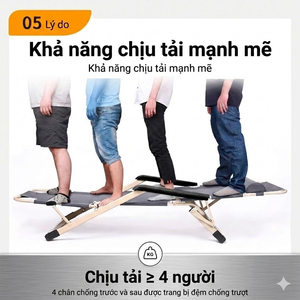 Giường Gấp Văn Phòng CONOCO Khung Thép Gia Cố Có Đệm Dày Êm, Chịu Lực Gấp Gọn