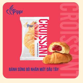 Bánh Pippi sừng bò nhân mứt dâu tây, sốt salad ăn sáng ăn xế 50g x 40 túi/thùng |Tràng An