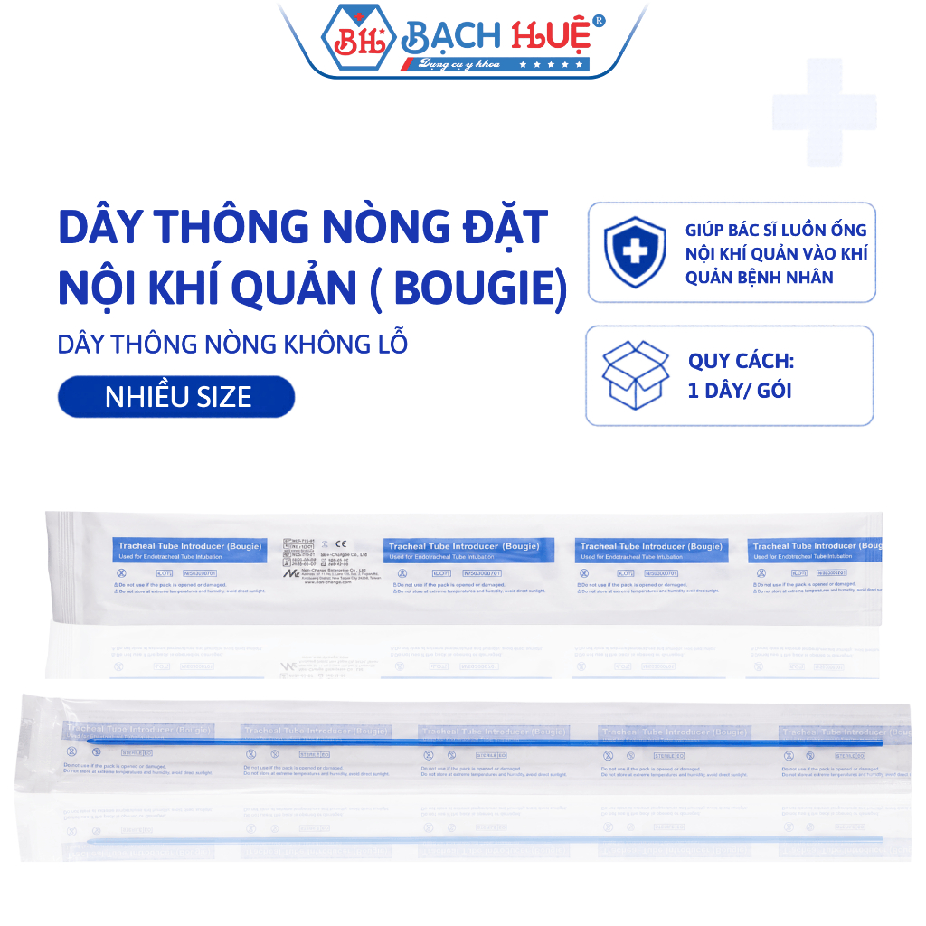 Dây Thông Nòng Đặt Nội Khí Quản Bougie Không Lỗ Đủ Size – Que Dẫn Đường Đặt Ống Thở Y Tế