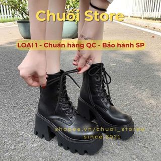 Giày boot nữ da PU tổng hợp dệt vải đế cao su dễ phối đồ cao cấp sang trọng thoải mái