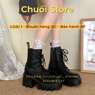 Giày boot nữ da PU tổng hợp dệt vải đế cao su dễ phối đồ cao cấp sang trọng thoải mái