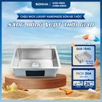 [Sơn Hà Chính Hãng] Chậu inox Sơn Hà Luxury Handmade 1 hộc - Inox 304 - Sang trọng - Đẳng cấp - Bảo hành 24 tháng — ảnh 1