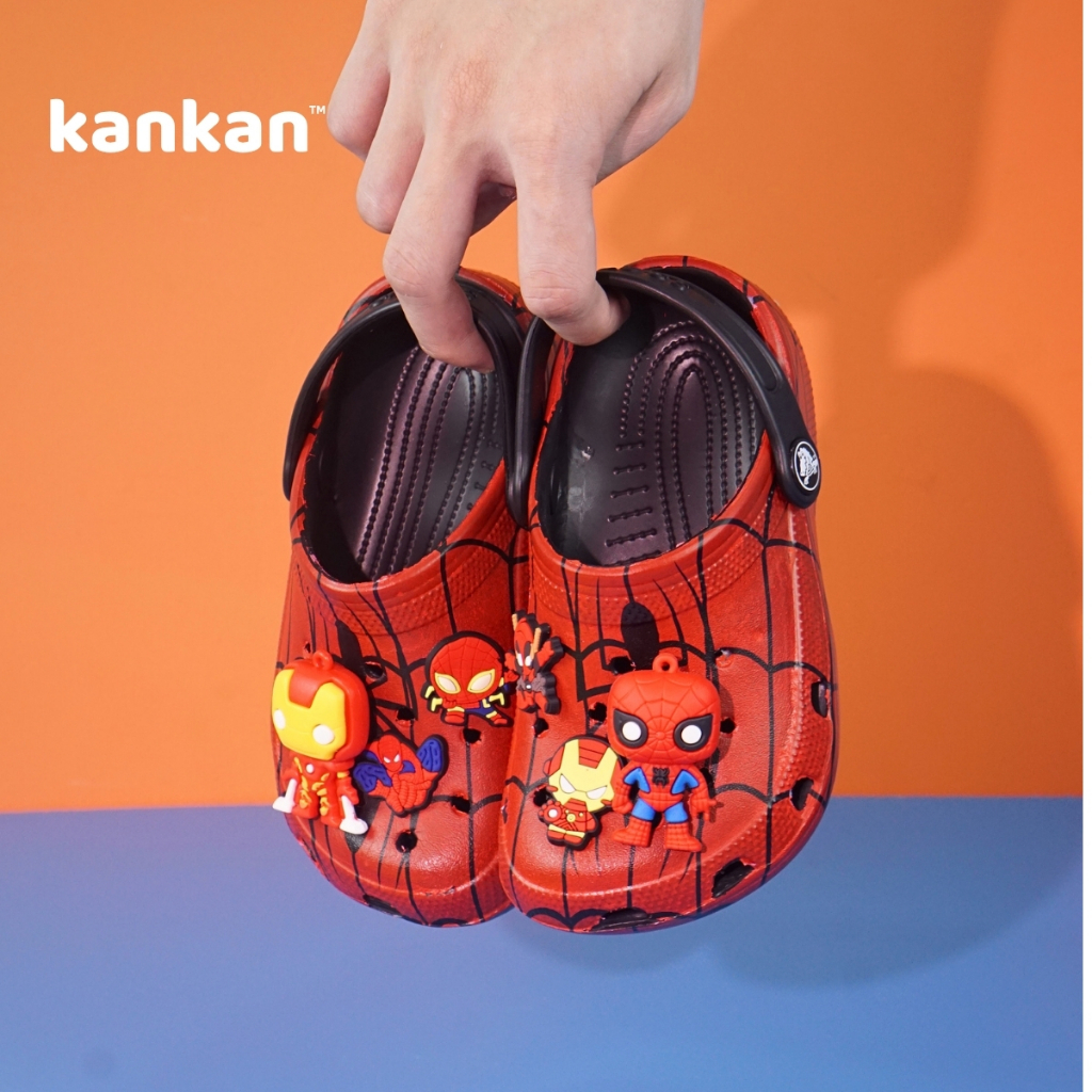 Dép Sục Bé Trai Người Nhện KanKanStore Sục Trẻ Em Đã Gồm Sticker Nhẹ Êm Chân KA146