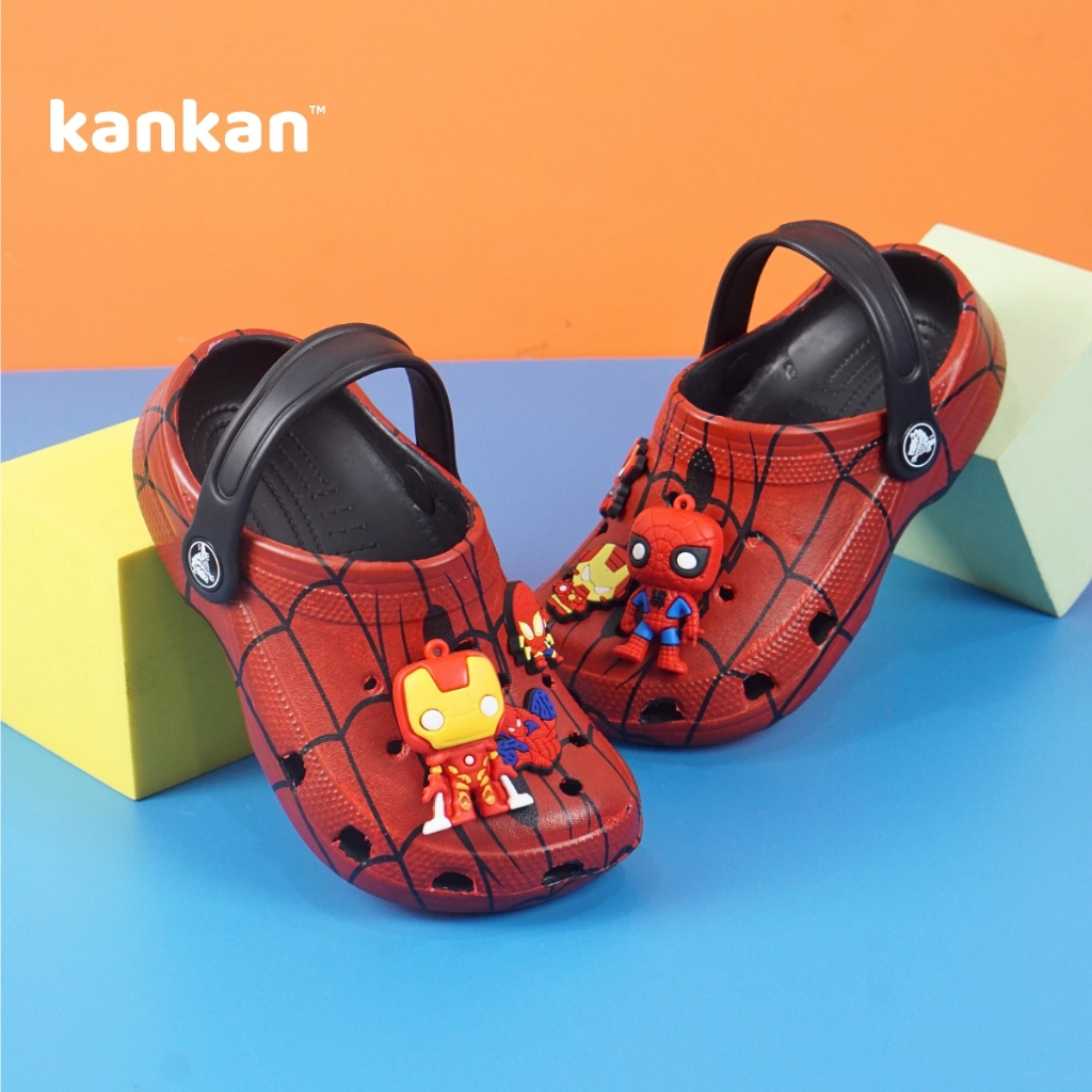 Dép Sục Bé Trai Người Nhện KanKanStore Sục Trẻ Em Đã Gồm Sticker Nhẹ Êm Chân KA146