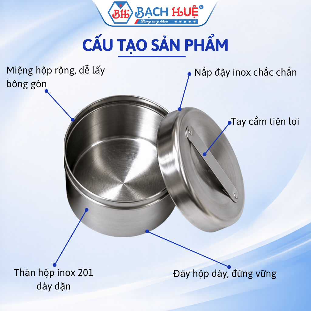 Hộp Gòn Đúc  Đủ Size Nhỏ, Trung, Lớn – Hộp Đựng Bông Gòn Y Tế, Spa Cực Bền