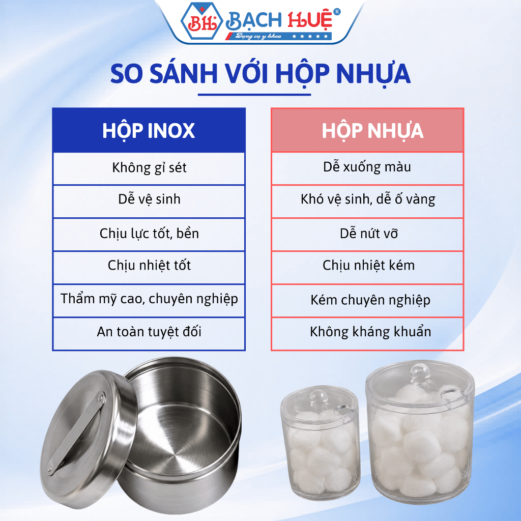 Hộp Gòn Đúc  Đủ Size Nhỏ, Trung, Lớn – Hộp Đựng Bông Gòn Y Tế, Spa Cực Bền