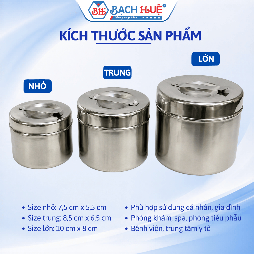 Hộp Gòn Đúc  Đủ Size Nhỏ, Trung, Lớn – Hộp Đựng Bông Gòn Y Tế, Spa Cực Bền
