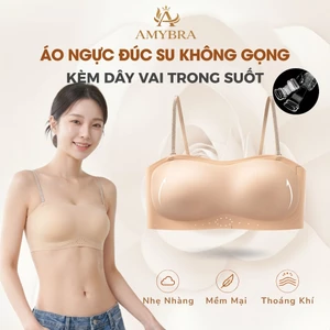 Áo Ngực Su Không Gọng Cup Ngang Không Lộ Viền, Áo Lót Nữ Kèm Dây Vai Trong Suốt A979