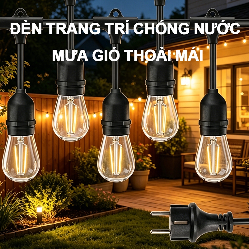 【Nối Dài 100M】Dây đèn trang trí ngoài trời, LED năng lượng mặt trời chống nước IP65 - ,Trang trí Giáng sinh / Halloween