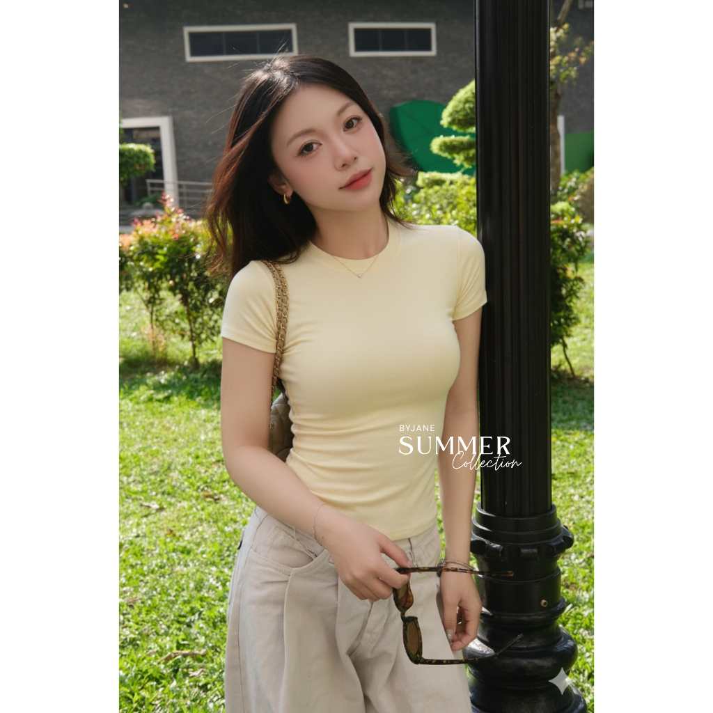 [MÀU PASTEL] Áo Thun Nữ Ôm Body BYJANE Thắt Eo Chất Thun Mịn Co Dãn 4 Chiều - 315