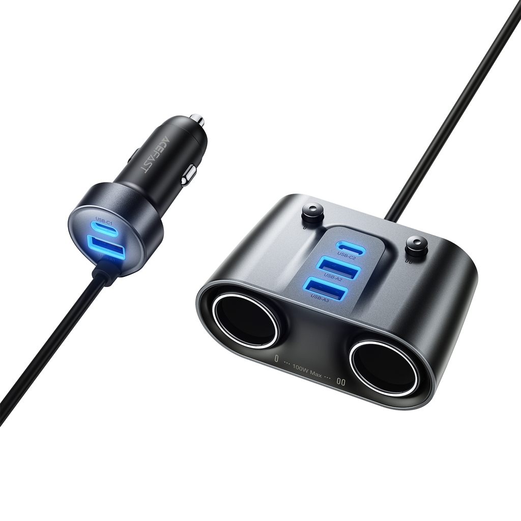 Tẩu Sạc Ô Tô ACEFAST B22 152W, 2 USB-C + 3 USB-A + 2 Cổng Tẩu, Hỗ Trợ Sạc Nhanh PD/QC