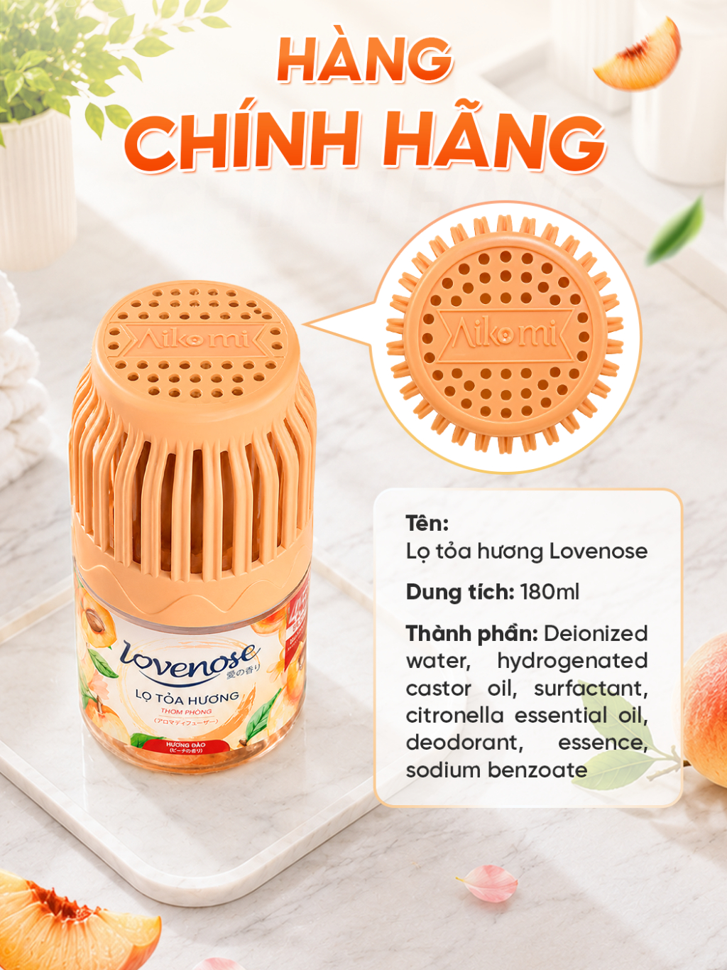 Lọ tỏa hương Lovenose tinh dầu thơm phòng, sáp thơm phòng thơm tự nhiên khử mùi 45 ngày - 180ml - ảnh 2