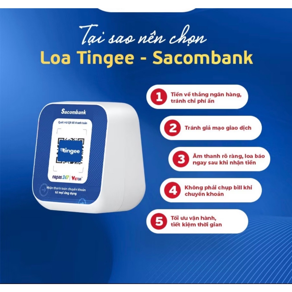 Loa SACOMBANK - Loa đọc thông báo chuyển khoản về trực tiếp Sacom l Kết nối wifi hoặc sim 4G