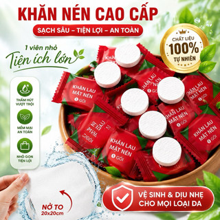 Khăn Mặt Nén Cotton 100% Dùng 1 Lần | Khăn Du Lịch Siêu Nhỏ Gọn, Mềm Mại, Thấm Hút Tốt, An Toàn Cho Da