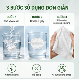 Khăn Mặt Nén Cotton 100% Dùng 1 Lần | Khăn Du Lịch Siêu Nhỏ Gọn, Mềm Mại, Thấm Hút Tốt, An Toàn Cho Da