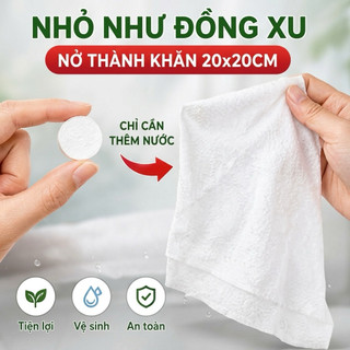Khăn Mặt Nén Cotton 100% Dùng 1 Lần | Khăn Du Lịch Siêu Nhỏ Gọn, Mềm Mại, Thấm Hút Tốt, An Toàn Cho Da