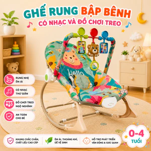 Ghế rung bập bênh có nhạc đa năng cao cấp mẫu Gấu Holly