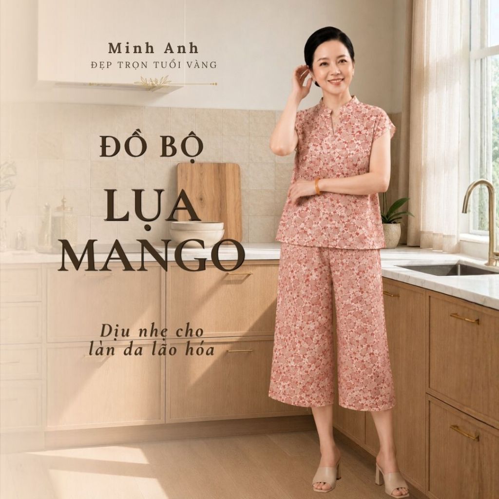 Đồ bộ nữ vải đũi Mango cao cấp Minh Anh MAB11 – form suông thoải mái, thấm hút tốt, mát nhẹ cho U50-60