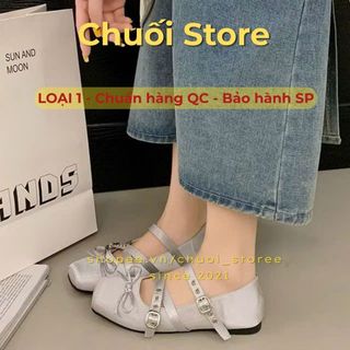 Giày bệt nữ da PU tổng hợp dệt vải đế cao su phong cách quai chéo dễ mang dễ phối đồ