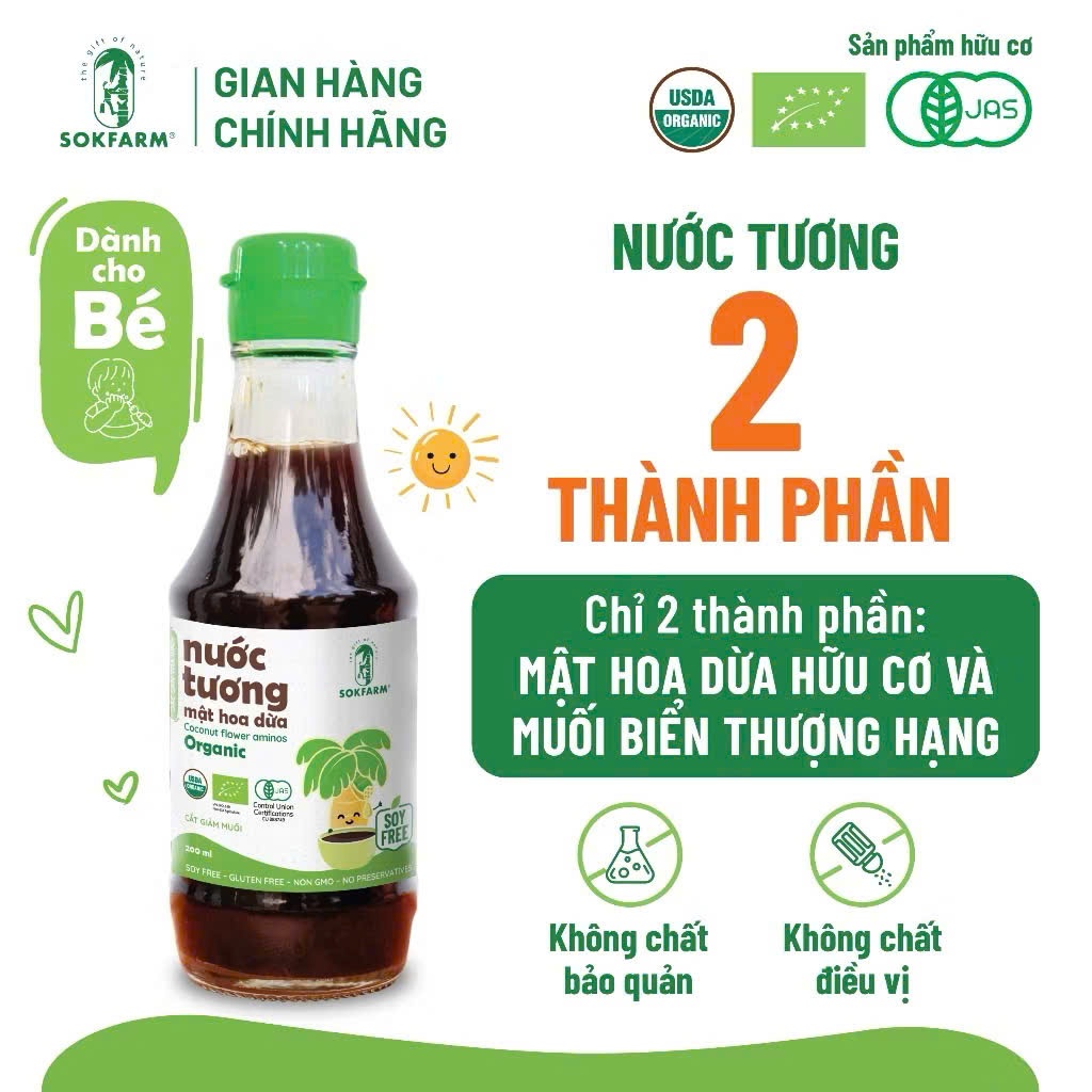 Nước Tương Mật Hoa Dừa Sokfarm Gia Vị Lên Men Tự Nhiên Vị Thanh Dịu Cho Mọi Món Ăn Cho Mẹ Và Bé