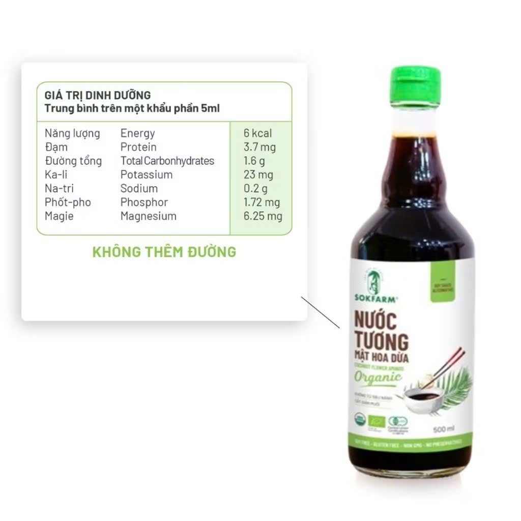 Nước Tương Mật Hoa Dừa Sokfarm Gia Vị Lên Men Tự Nhiên Vị Thanh Dịu Cho Mọi Món Ăn Cho Mẹ Và Bé