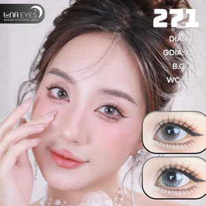 Lens mắt 271 Gray màu xám vân tia tự nhiên, viền nhạt, size vừa - thương hiệu LUNA EYES