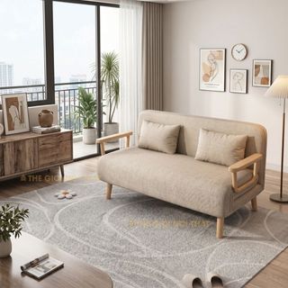 Ghế Sofa Giường Gấp Gọn - Ghế Sofa Mở Ra Thành Giường,Sofa Bed Ghế Gập có đệm khóa dễ vệ sinh - Tay ghế gỗ thiết kế mới
