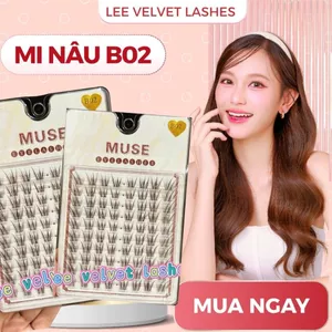 LeeVelvetLashes mi nâu B02 sợi lông tự nhiên, siêu nhẹ, mềm mại và không gây nặng mắt