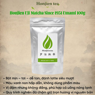 Bột Matcha Nguyên CHất Honjien Uji Matcha Đậm Trà Since 1931 Umami Hậu Ngọt Kéo Dài M77