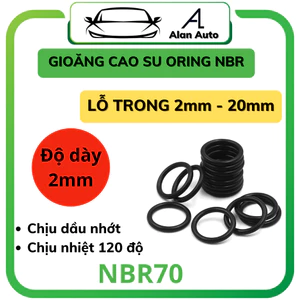 Gioang cao su DÀY 2mm (Lỗ trong 2mm đến 20mm) gioang máy bơm, gioang chịu áp, chịu dầu.