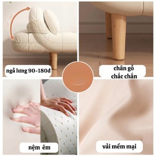 Ghế Sofa Giường Gấp Gọn - Ghế Sofa Mở Ra Thành Giường,Sofa Bed Ghế Gập có đệm khóa dễ vệ sinh - Tay ghế gỗ thiết kế mới