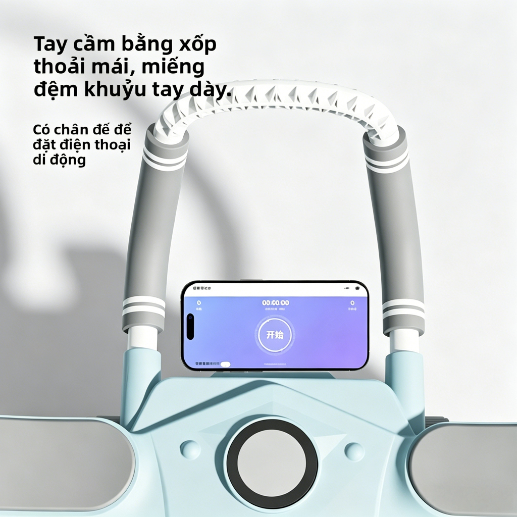 Con lăn 4 bánh tập bụng, Có trợ lực, Tặng kèm thảm gối, tập cơ bụng, Thiết bị tập thể dục tại nhà