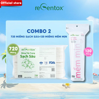 [COMBO 2] Bông Tẩy Trang SẠCH SÂU reGentox Túi Zip 720 Miếng Và 120 Miếng Công Nghệ Diamond Sạch Sâu Cho Da Make Up