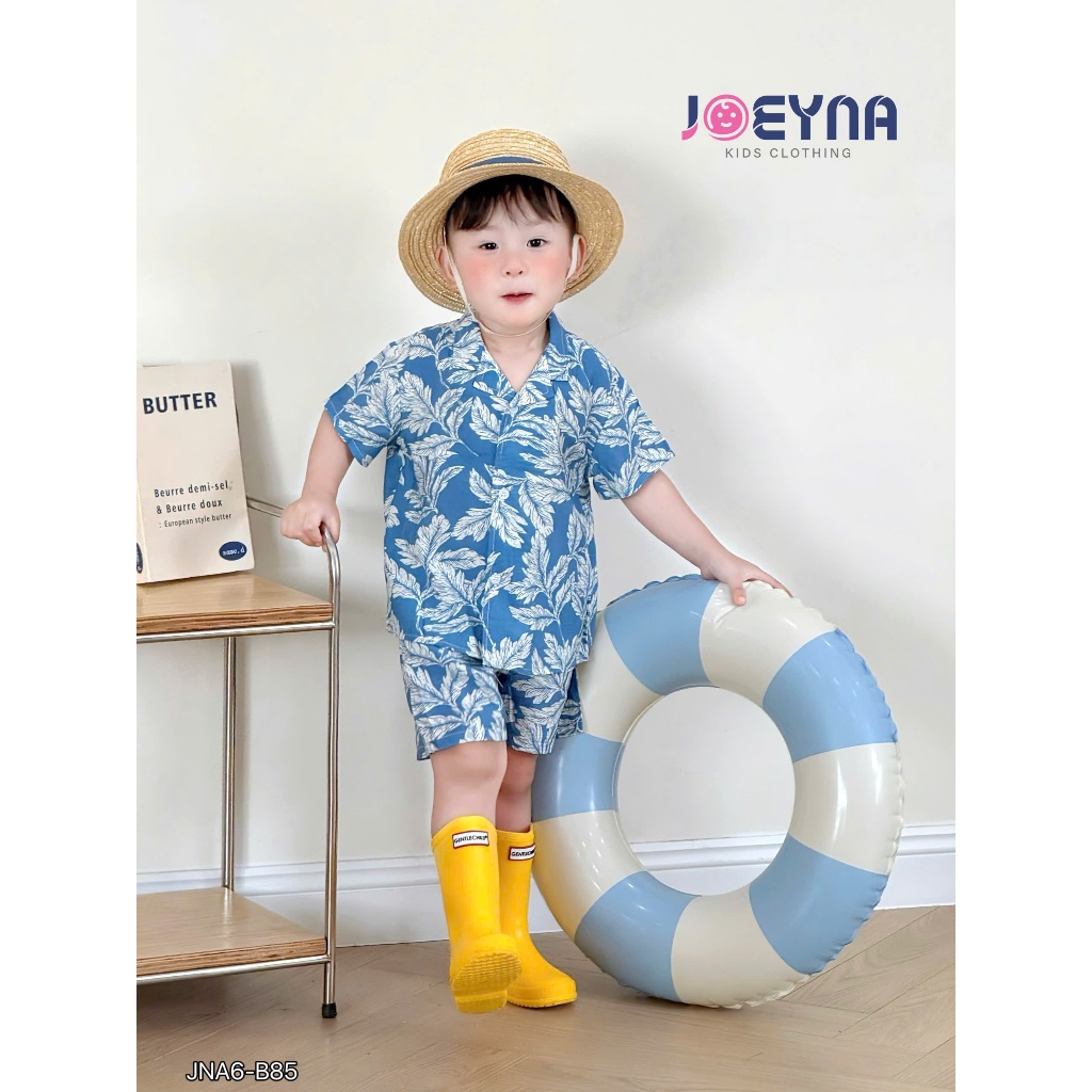 Set bộ đi biển Joeyna B85 hoa lá so hot cho bé
