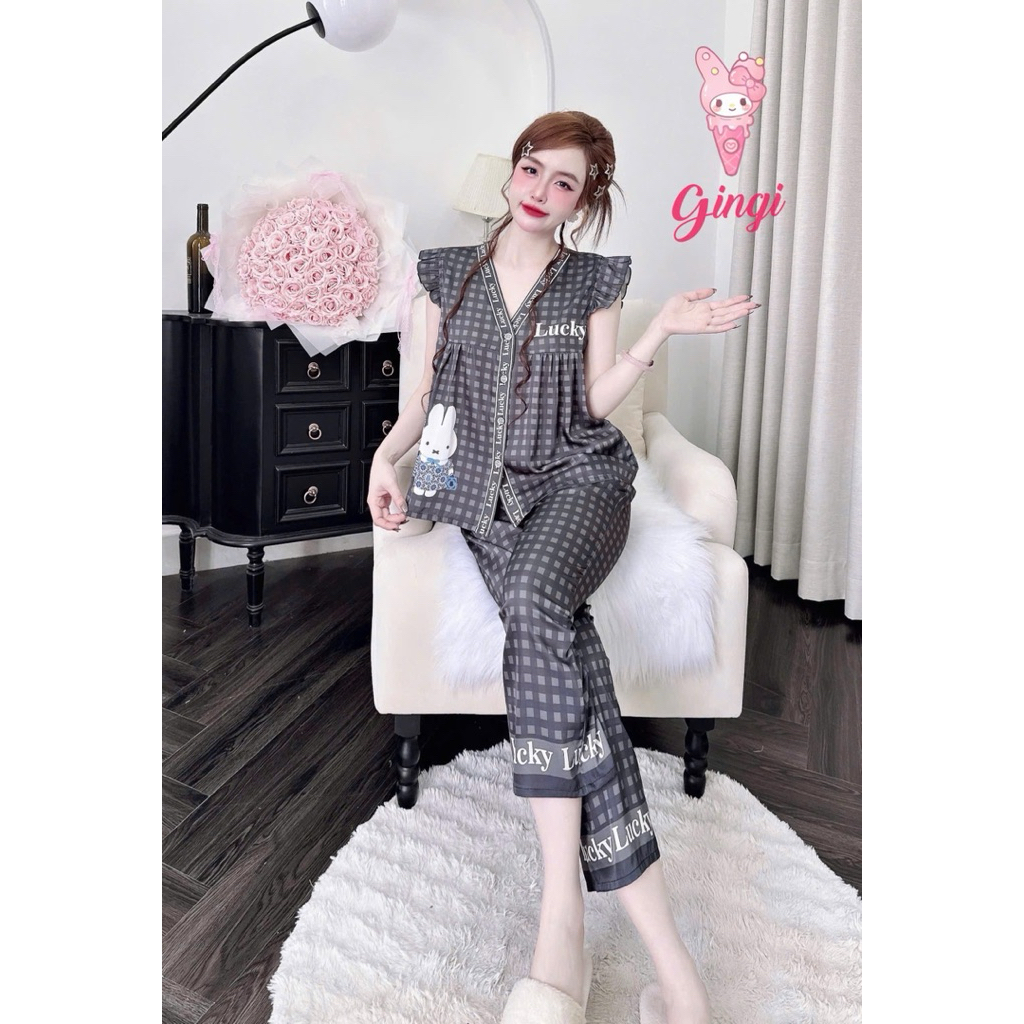 [140725]Lửng phom quần 9 tấc,áo cổ kiểu tk xinh,lụa latin mềm nhẹ mát