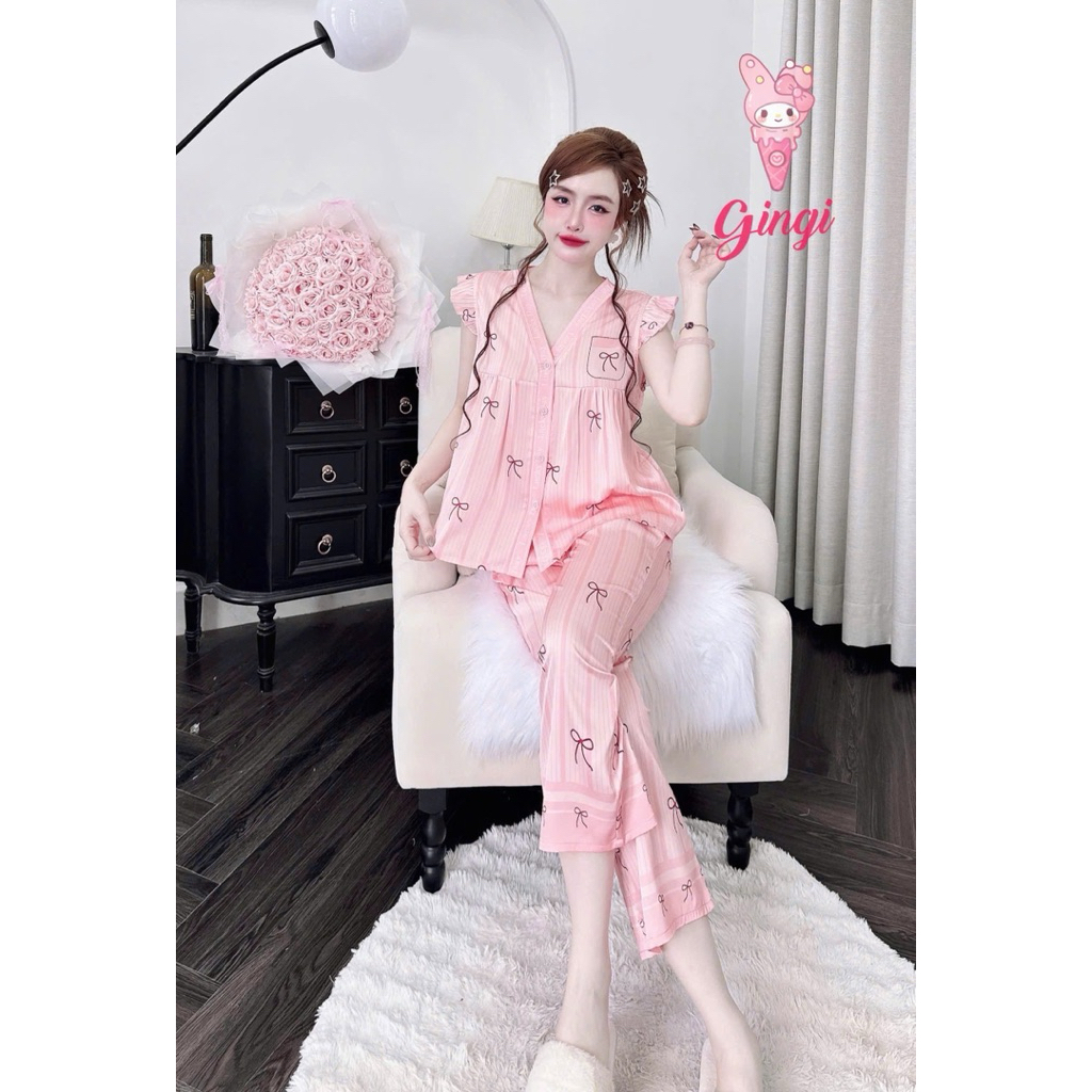 [140725]Lửng phom quần 9 tấc,áo cổ kiểu tk xinh,lụa latin mềm nhẹ mát