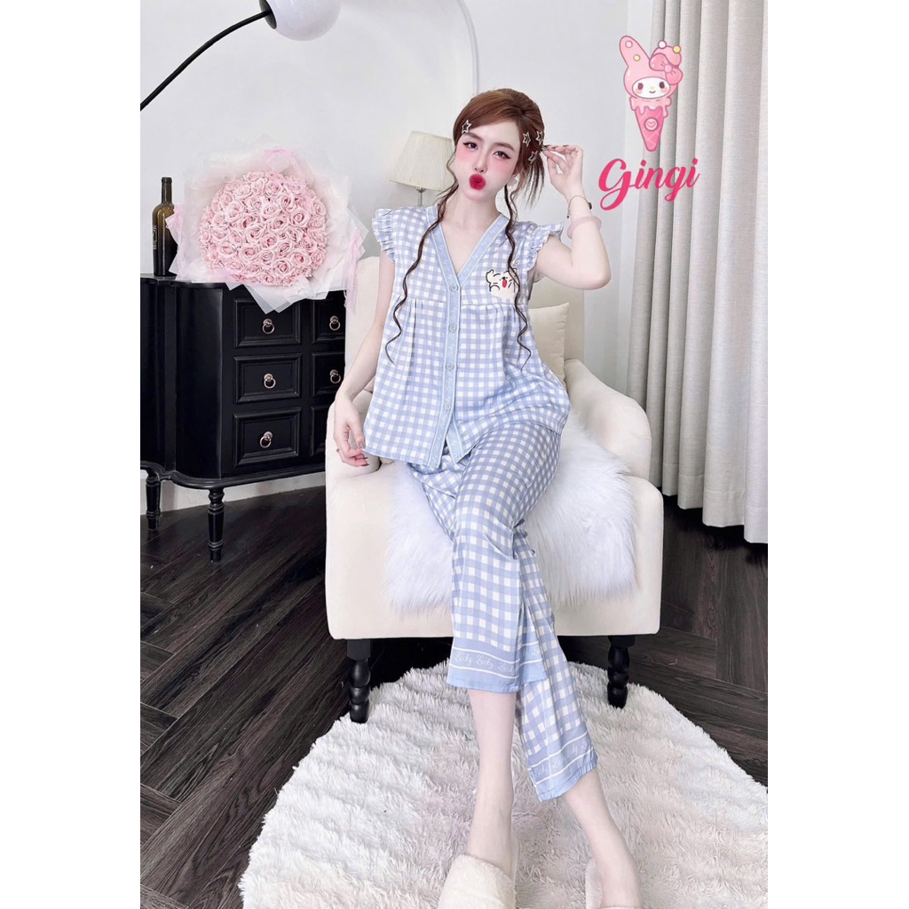 [140725]Lửng phom quần 9 tấc,áo cổ kiểu tk xinh,lụa latin mềm nhẹ mát